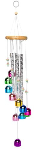 PAGJHRFJG Pleasant Colorful Wind Chimes with 4 Aluminum Tubes 13 Bells with Soothing Sound for Patio Porch Backyard Easy Install Easy to Use