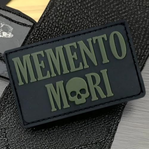 PVC Klett Patch 'Memento Mori', Witziger Klettaufnäher für Taktische Ausrüstung, DIY Kleidung, Rucksack & Uniformen, Morale Patch mit Haken- und Schlaufenband
