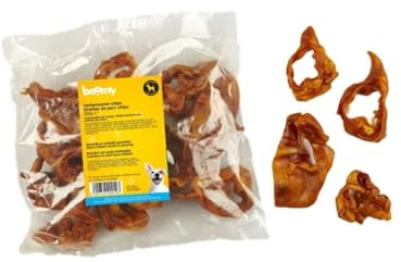 Boomy - Schweineohren-Chips – 100% Natürliche Hundesnacks - Schweineohren in Stücken von 6-7cm – Hundebonbons für alle Rassen (350g)