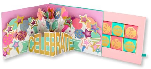 Second Nature - Party Time Pop Up Birthday Card With Chocolate Treat Tray Surprise Card & Gift - Paper Celebrations Treat Tray - For Her, Chocolate Treats, Eco-Friendly, Heartfelt Greeting
