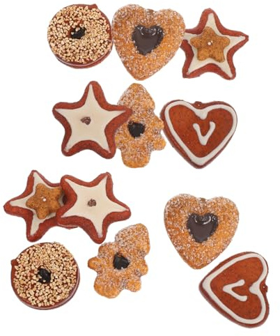 Supvox Künstliche Kekse Set 10 Stück 6X4X1Cm Herz Stern Weihnachtsbaum Realistische Lebensmittelrequisiten Für Food-Fotografie Küchen Display Und Weihnachtsdeko