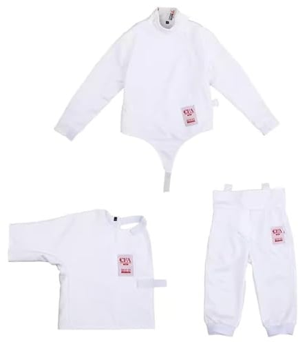 WANGCEPLSD Fechten Ausrüstung, 3 Teiliger Fechtanzug, 450N Unisex Jacke Hosen Weste Set, Eisseidenstoff, für Florett Degen Säbelfechter, Rechtshänder(44)