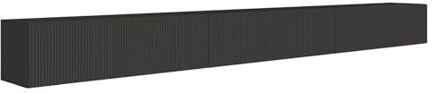 Selsey TV-Lowboard Hängend 300 cm Mattes Schwarz 6 Geräumige Fächer Elegante Geprägte Front Laminierter Korpus MDF Front Robust ABS Kanten Für Fernsehzubehör