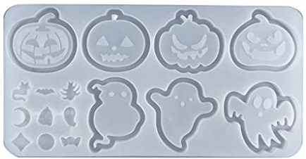 Halloween Pumpkin Keychain Silicone Mold Hollow Shaker Keyring Crystal Making Hanging Pendant Jewelry Mold for Resin