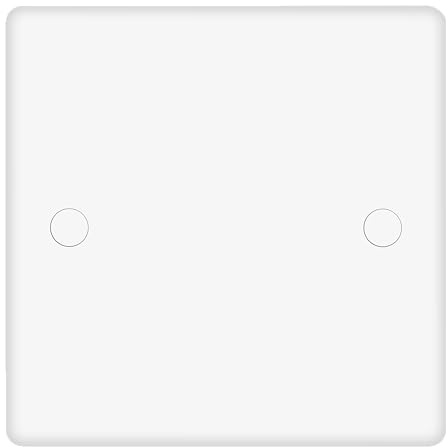 Evoges Vector 1 Gang Blanking Plate Cover, White Curved Edge Single Socket Wall Plug Blank Plate with Fixing Screws & Caps (86mm x 86mm)