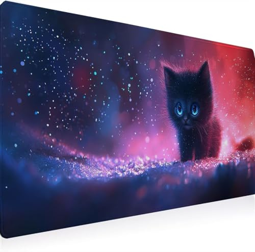 Gaming Mauspad,Mousepad XXL 600 x 300 mm Mauspad Katze, Large Size Schreibtischunterlage, rutschfeste Unterseite aus Naturkautschuk, Wasserdicht und Schmutzabweisend, Laptop Geschenke Tier 1J0-744