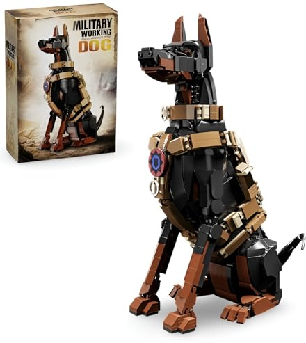 JVAVNE Hund Bausteine, 1376 Teile Dobermann Polizei Hund Klemmbausteine, Tier Bausteine, Kreatives Tier Bausatz Modell Spielzeug, Geschenk für Frauen und Erwachsene
