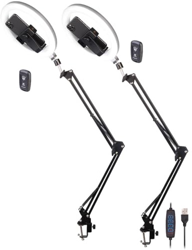 Somikon Dokumenten-Scanner: 2er-Set Dokumentenscanner- & Overhead-Stative, 10-Ringlicht, Auslöser (Smartphone Dokumentenscanner, DIN A2)