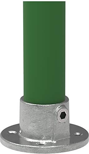 Fenau | Boden-Flansch, rund, Ø 60,3 mm, Wand-Flansch, Decken-Flansch, Stütze, Temperguss galvanisiert, feuerverzinkt, inkl. Schrauben