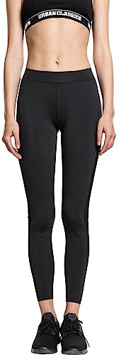 Urban Classics Damen Ladies Tech Mesh Stripe Leggings, Schwarz, Größe L