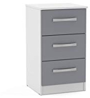 Birlea Lynx 3 Drawer Bedside High Gloss, White and Grey