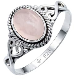 mantraroma Silberring Damen 925 Sterling Silber – ovaler Edelstein Ring, Vintage Statement Ring Schmuck, elegantes Geschenk für Frauen