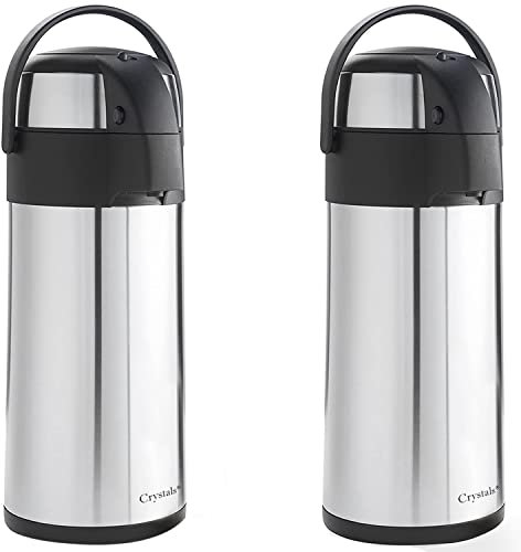 3L / 3000ml Stainless Steel Airpot Air Pot Flask Hot Cold Tea Coffee Pump Action Vacuum Flask by Denny International® (Set of 2 Airpot)