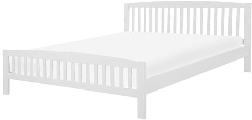 Klassisches Holzbett weiß Kiefernholz Bett mit Lattenrost 180 x 200 cm Castres