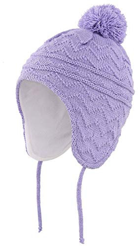 Magracy Bonnet d'hiver Chaud pour bébé avec Cache-Oreilles et Doublure Polaire - Violet - Large