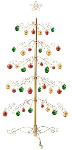 HOHIYA Albero di Natale Metallo Decorazioni Regalo 213 Centimetri Oro Ecologica