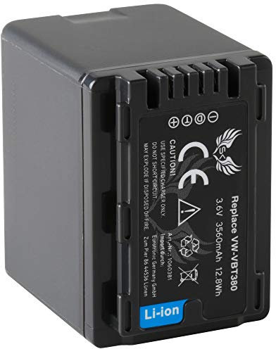 SK Akku Ersatz für Panasonic VW-VBT380 E-K | 3560mAh | VW-VBK180 VW-VBK360 VW-VBT190 VW VBK180 VBK360 VBT380 E K für Panasonic VXF999 HDC-SD90 TM90