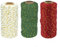Spago per Corde Natalizie,3 Rotoli 100m Spago per Corde Natalizie Spago in Cotone Filo Resistente per Confezioni Regalo di Natale Artigianato Fai-da-Te e Artigianato Fatto a Mano Tag Natalizi