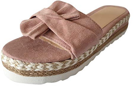 Xmiral Slip-On Hausschuhe Damen Mädchen Open Toe Sommersandalen Webschuhe Bowknot Platform Sandalen (35,Rosa)