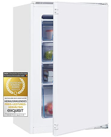 Exquisit Congelador empotrado EGS101-080F | Dispositivo empotrable | Montaje en puerta de remolque | Dispositivo empotrado | 77 l de volumen | Blanco