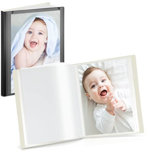 Cranbury 2-Pack Mini Photo Binders 4x6, 48 Photos, Clear Sleeves, Black