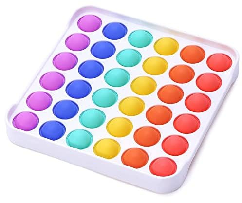 Onlineforu LTD Push Pop it Fidget Toy Quadrat Regenbogen,Poppet Fidget Toy, Bubble Push Pop Fidget Toy Sensory für Stressabbau, Mädchen & Erwachsene,Poppets Stressspielzeug Quadrat Popper Spielzeug