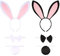 Lot de 2 Ensemble Déguisement de Lapin Serre-tête d`oreille de lapin+Cravate en forme de nœud papillon + Queue en Peluche Costume Enfant Adulte pour Cosplay Fête Carnaval Halloween Anniversaire