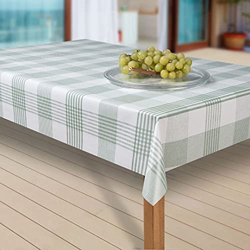 laro Wachstuch-Tischdecke Abwaschbar Garten-Tischdecke Wachstischdecke PVC Plastik-Tischdecken Eckig Meterware Wasserabweisend Abwischbar, Muster:Streifen Weiss-grün, Größe:100x280