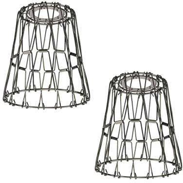 ledscom.de 2 Stück Käfig-Lampenschirm, chrom-schwarz, 135mm Ø