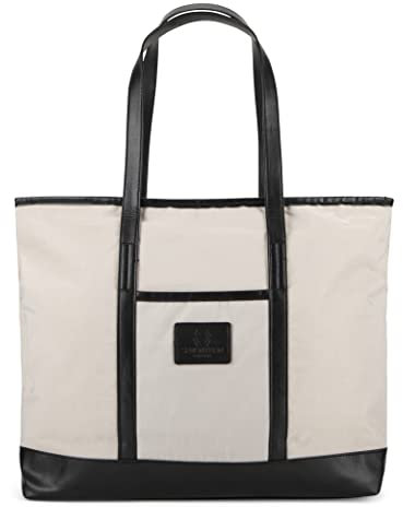 SEVENTEEN LONDON - Klassischer 'Battersea' Shopper Handtasche in cremefarbe für Damen - perfekt für 15-Zoll-Laptops