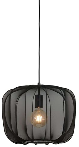 Light & Living Hängeleuchte Plumeria - Schwarz - Ø40cm | Rund - Modern - Textilien - Hängelampe & Pendellampe - Lampe Wohnzimmer & Schlafzimmer - Pendelleuchte Esstisch