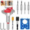 8 Piezas Kit de Guia Taladro, 35mm Brocas Fresadoras para Madera y Bisagras de 5/64 7/64 9/64 11/64, Plantilla Cazoleta, para Todo Tipo de Puertas de Madera