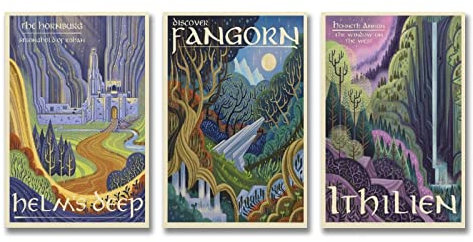 JIANJIE Vintage Herr der Ringe Film Poster Set mit 3 Stück Leinwand Kunstdruck Wanddeko Modern Deko Poster