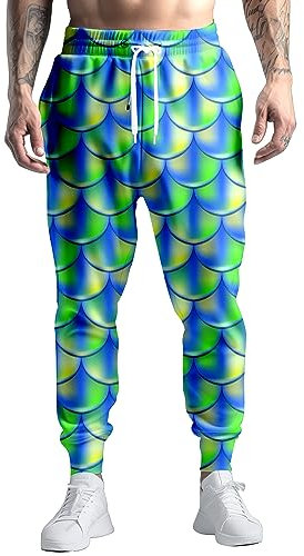 VVGETE 80er-Jahre-Kostüme für Herren, Jogginghose, Freizeithose, Laufhose mit Kordelzug, 90er-Jahre Outfit für Herren, Meerjungfrauenwaage, Groß