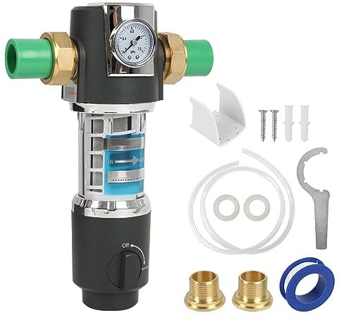 Wasserfilter Wiederverwendbare,CEIEVER Wasserfilter Filterkombination mit Adapter Spin-Down-Sediment-Wasserfilter Wasser-Vorfilter-Sedimentfilter für Brunnenwasserschlauch-Sedimentfilter