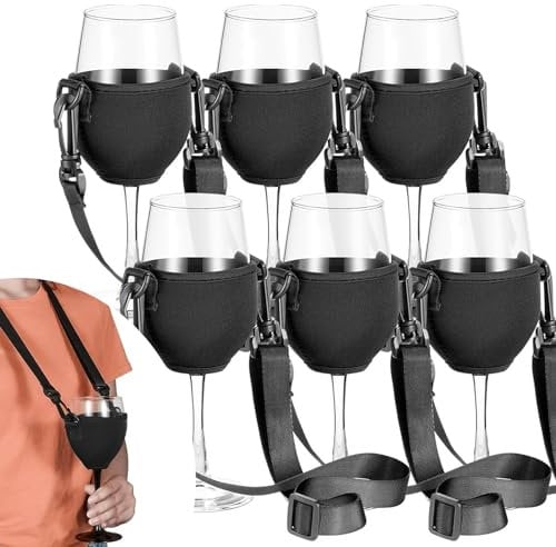 6 Stück Weinglashalter zum Umhängen, Tragbare Weinglashalter, Festival Wine Glass Holder, Stoff Weinglashalter für Den Hals Wein für Weihnachten, Weinfest, Hochzeit, Geburtstag, Party, Picknicks