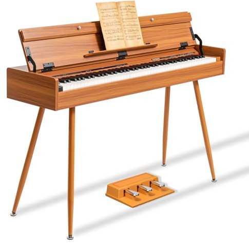 UISCOM - 88 Key Weighted Digital Piano, Wooden Computer Electric Piano Transforms Between Computer and Changer, Hammer Action Progressive Keyboard, Perfect for