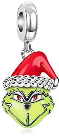 Amuefer Green Monster Charms für Armbänder 925 Sterling Silber mit Cubic Zirkonia Anhänger für Halloween Halsketten Geburtstag Weihnachten Schmuck Geschenke für Frauen Mädchen