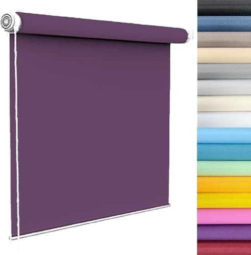 Fensterrollo für Fenster & Türen 75 x 220 cm Flexibler Seitenzug Top Qualität Fensterdecor Sichtschutz-Rollo mit Kette, für Fenster innen Wandmontage, Lila