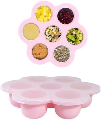 Aufbewahrung von Babynahrung aus Silikon,Babybrei Einfrieren Behälter,Silikon Einfrieren Behälter,Antihaft Eiswürfelbehälter,Eiswürfelform aus Silikon,Eiswürfelformen,BPA-frei,25 * 20cm,Rosa,1 Stücke