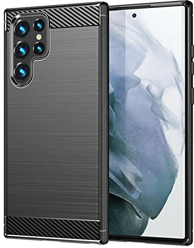 CoolGadget Carbon Hülle für Samsung Galaxy S23 Ultra Stoßfest Schwarz