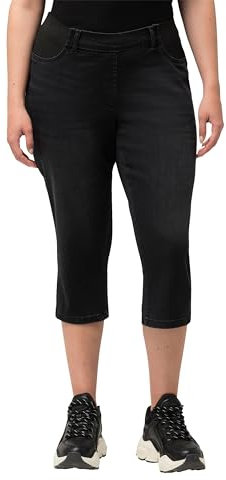 Ulla Popken, Sienna - Pantalones Vaqueros Capri con Cintura elástica para Mujer, Negro, 44