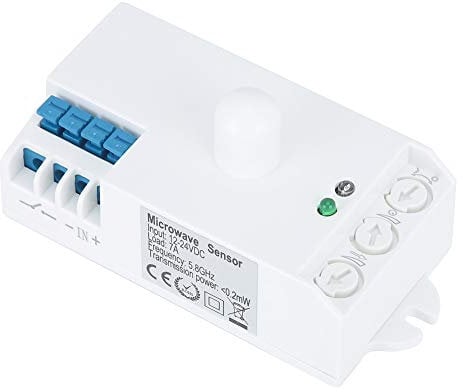 KIMISS 12V Microwave Sensor 5.8GHz Human Induction Switch, Active Motion Detector, 12-24V DC, Relay Switch, ABS Material, Automatic Operation, Plunger Actuator