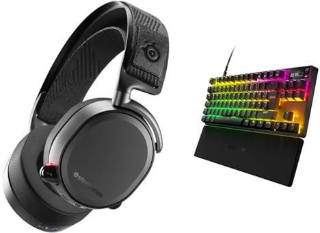 SteelSeries Arctis Pro Wireless – Kabelloses Gaming-Headset 2 & Apex Pro TKL HyperMagnetic Gaming-Tastatur – Die schnellste Tastatur – Anpassbares Ansprechverhalten USB-C – Deutsches Tastatur QWERTZ