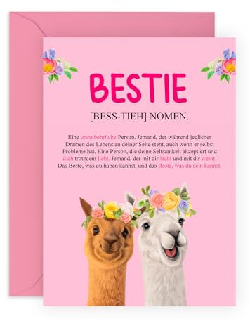 Central 23 Geburtstagskarte Für Die Beste Freundin – Lama – Dankeschön Karte – Hübsche Freundschaft Karte – Geburtstagsgeschenk Für Freundin Kollegen – Kommt Mit Aufklebern