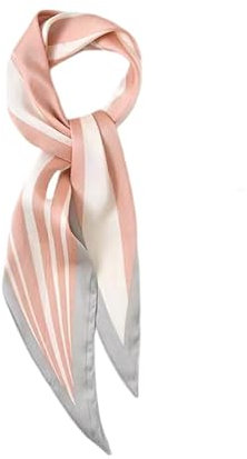 GIMIRO Satin Schal 120cm x 36cm Rhombus Bunte Schals Floral Band Mode Zubehör für Hüte, Blazer, Blusen, Kleider, Röcke, Taillenbänder, Krawatten (Pink/White Stripes)