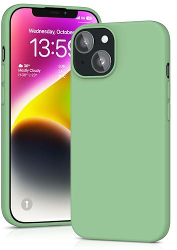 YATWIN Silicone Case for iPhone 14, Soft-Touch, Shockproof, DustProof, Antiskid Full Body Armour Phone Cover for Apple iPhone 14 - Mint Green