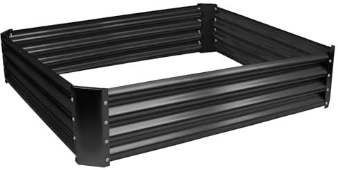 Harbour Housewares 1x Anthrazit 120cm x 120cm Quadratisch Galvanisierter Stahl Hochbeet für den Garten - Groß Draussen Gemüse Wachsen Pflanzer Trog Kasten