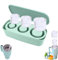Ice Cube Tray for 30-40 Oz Stanley Cups,Silicone Ice Mold with Lid for Freezer,3 Empty Heart Cylinder Ice Cube Maker for Chilling Cocktails,Whiskey,Drinks,Coffee (Green)