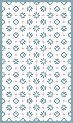 DobleUve Estudio Tapis Vinyle 34 | Bleu | 50x100 cm | Tapis Cuisine | Tapis de Salon Antidérapant Antifongique Ignifuge | Tapis Enfants | Tapis Bain PVC | Tapis PVC